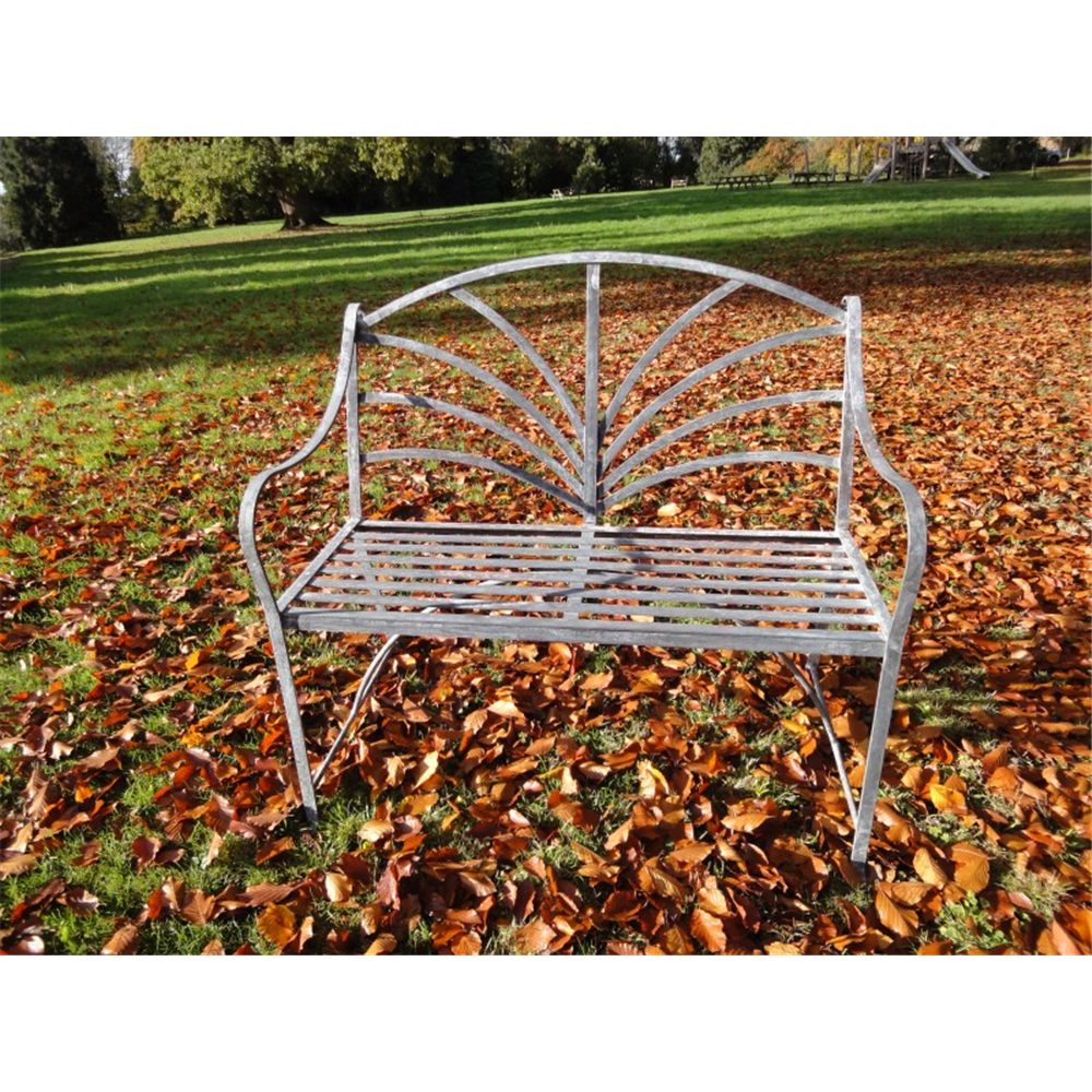 Galvanised Fan Double Bench | Waterperry Gardens - Oxfordshire Garden ...
