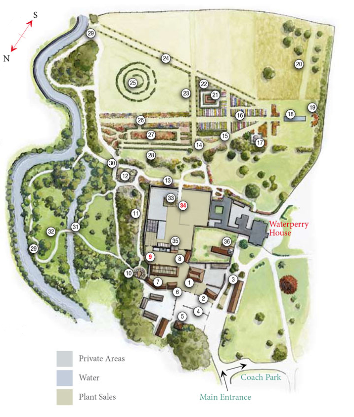 map of Waterperry Gardens near Oxford